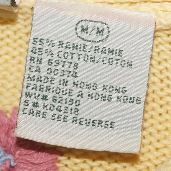 Vintage 80s Floral Embroidered Cotton Knit Sweater Medium - Picture 8 of 10